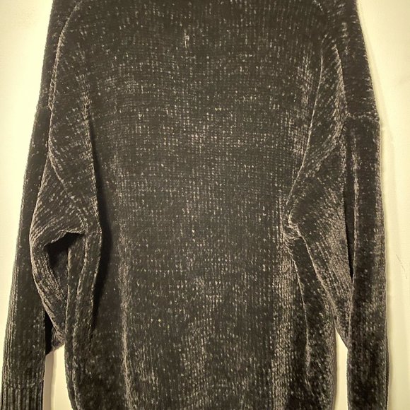 Zara Black Chanile Oversized V-Neck Chunky Knit Sweater, Size Small - Picture 5 of 10